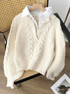 Pull Eloîse - Maille torsadée col chemise