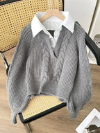 Pull Eloîse - Maille torsadée col chemise