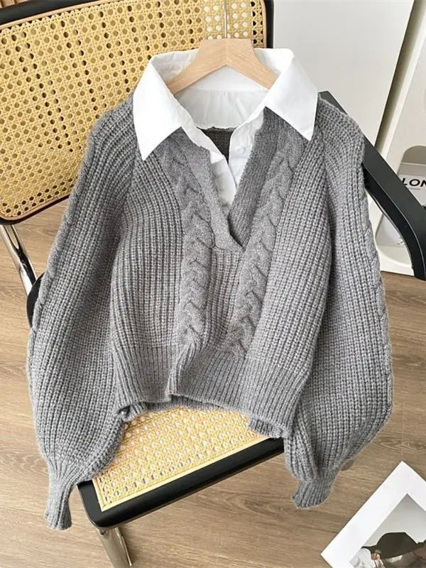 Pull Eloîse - Maille torsadée col chemise